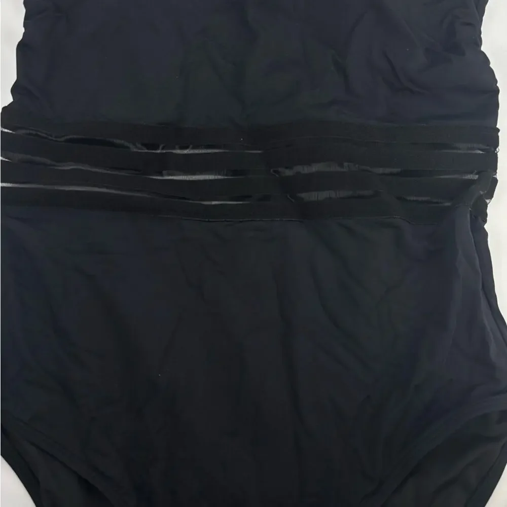 NWT One Shoulder 1 Piece Swimsuit Women Tummy Control, Black Medium